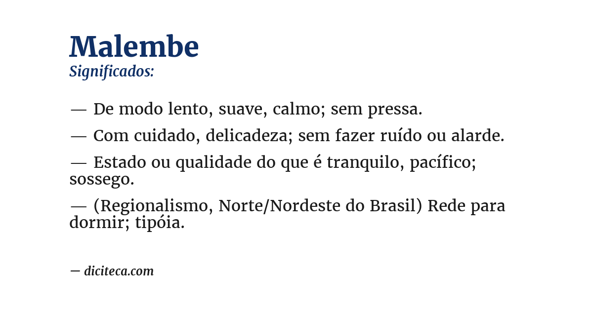 Significado de malembe