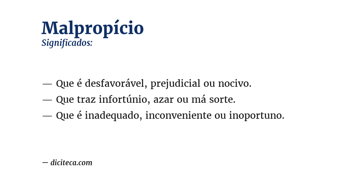 Significado de malpropício