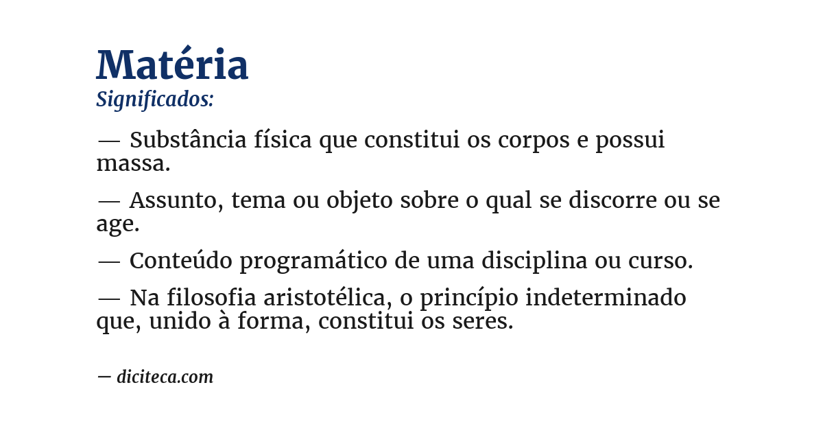 Significado de matéria