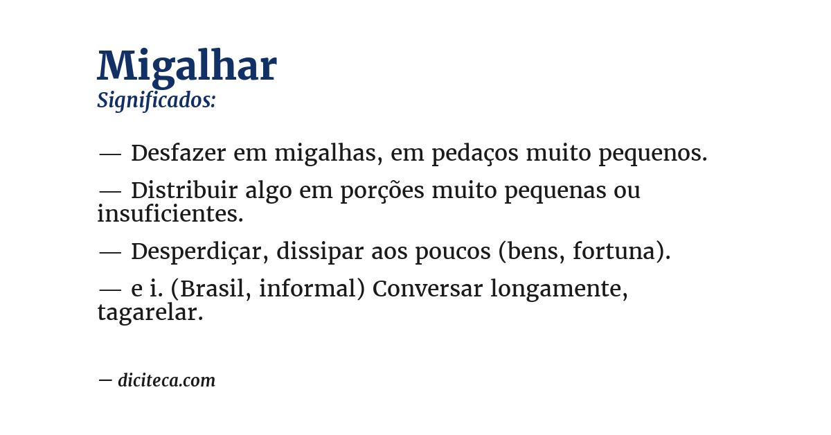 Significado de migalhar