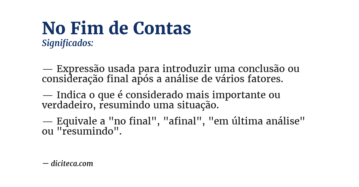 Significado de no fim de contas