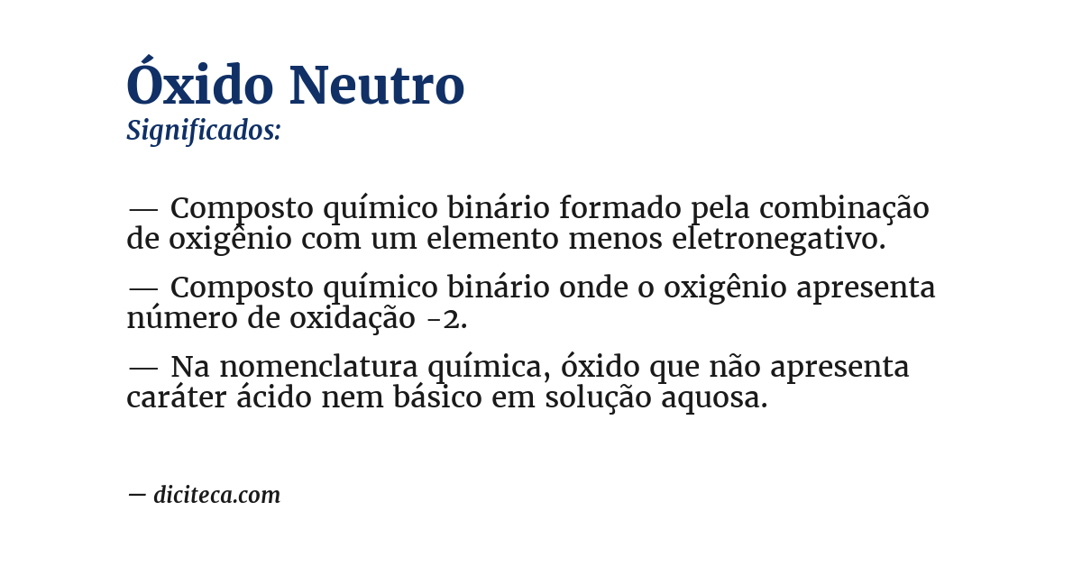 Significado de óxido neutro