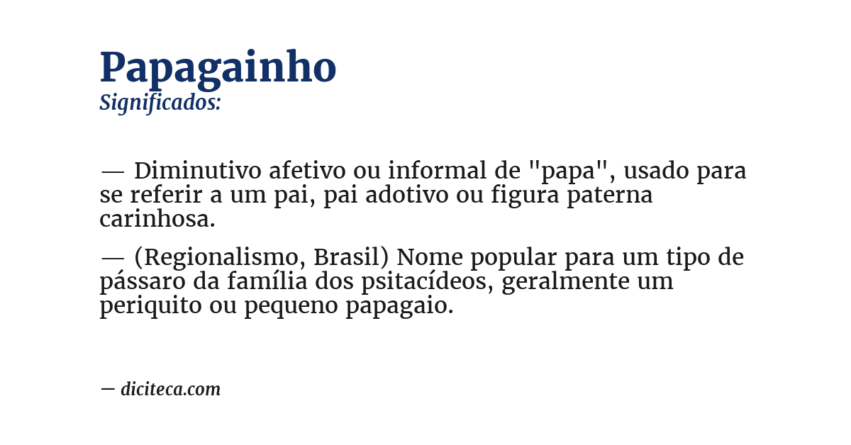 Significado de papagainho