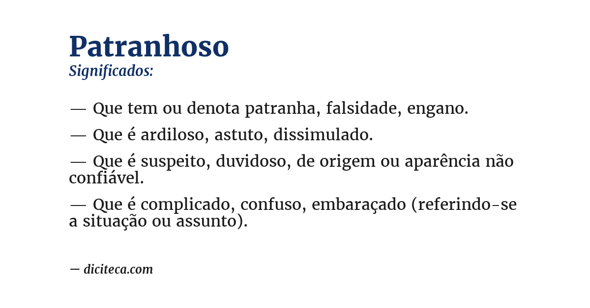 Significado de patranhoso