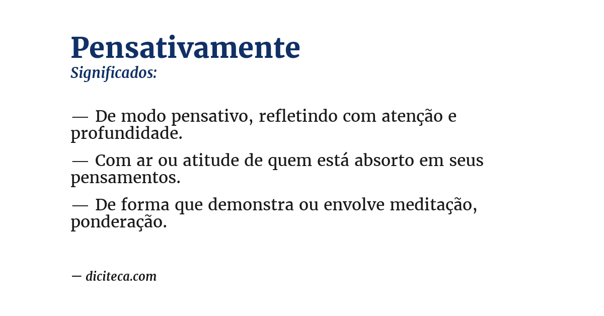 Significado de pensativamente