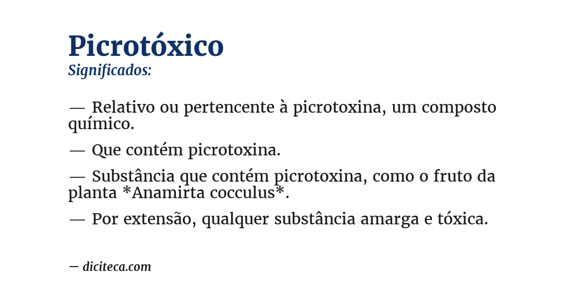 Significado de picrotóxico