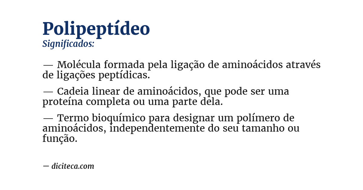 Significado de polipeptídeo