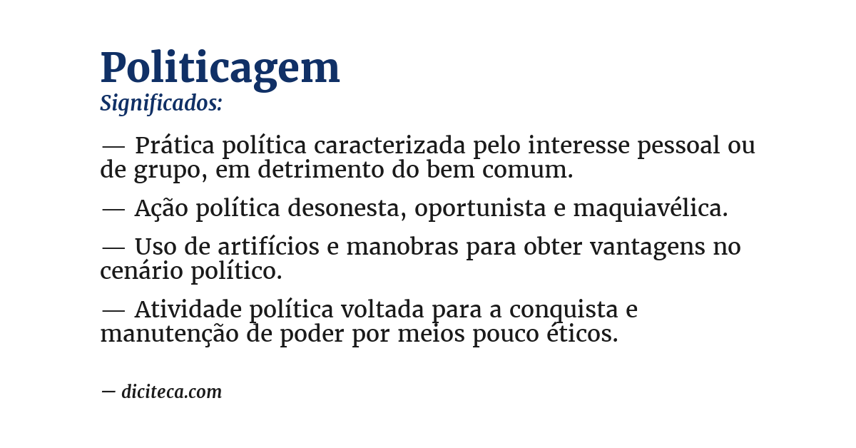 Significado de politicagem