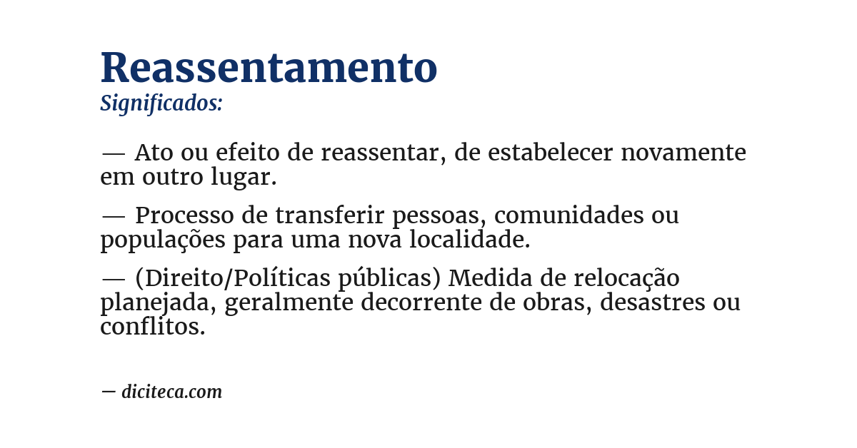 Significado de reassentamento