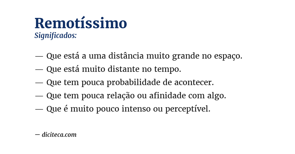Significado de remotíssimo