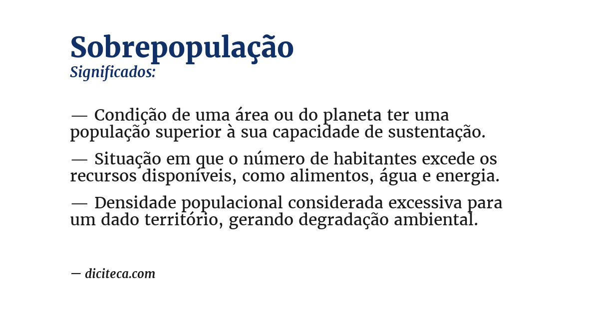 Significado de sobrepopulação