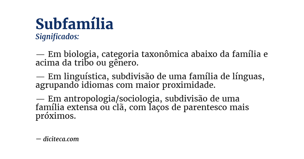 Significado de subfamília