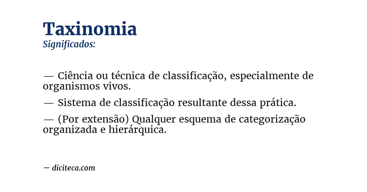 Significado de taxinomia