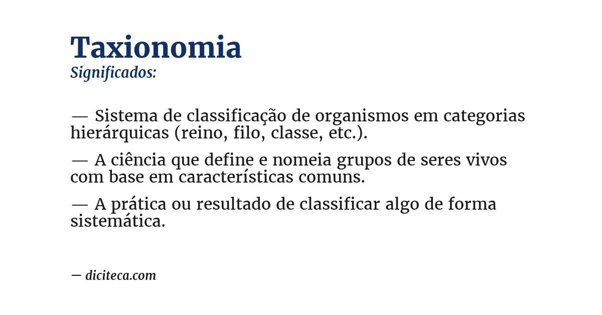 Significado de taxionomia
