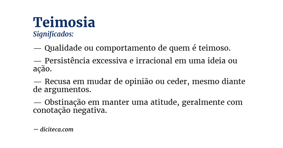 Significado de teimosia
