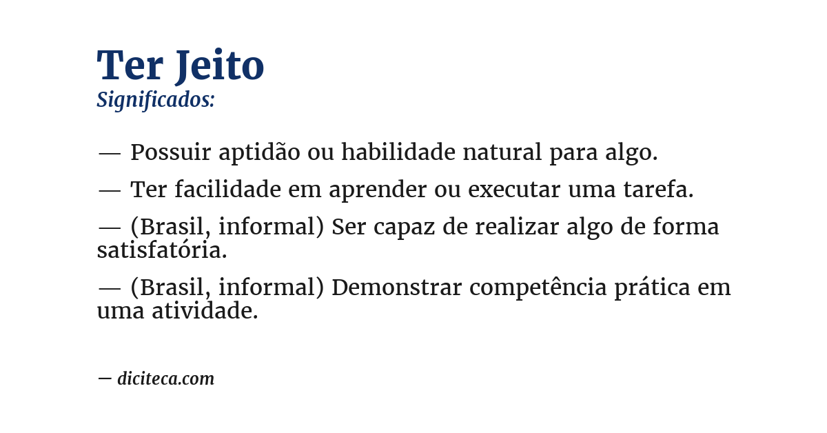 Significado de ter jeito