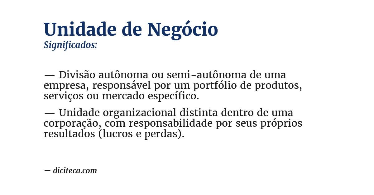 Significado de unidade de negócio