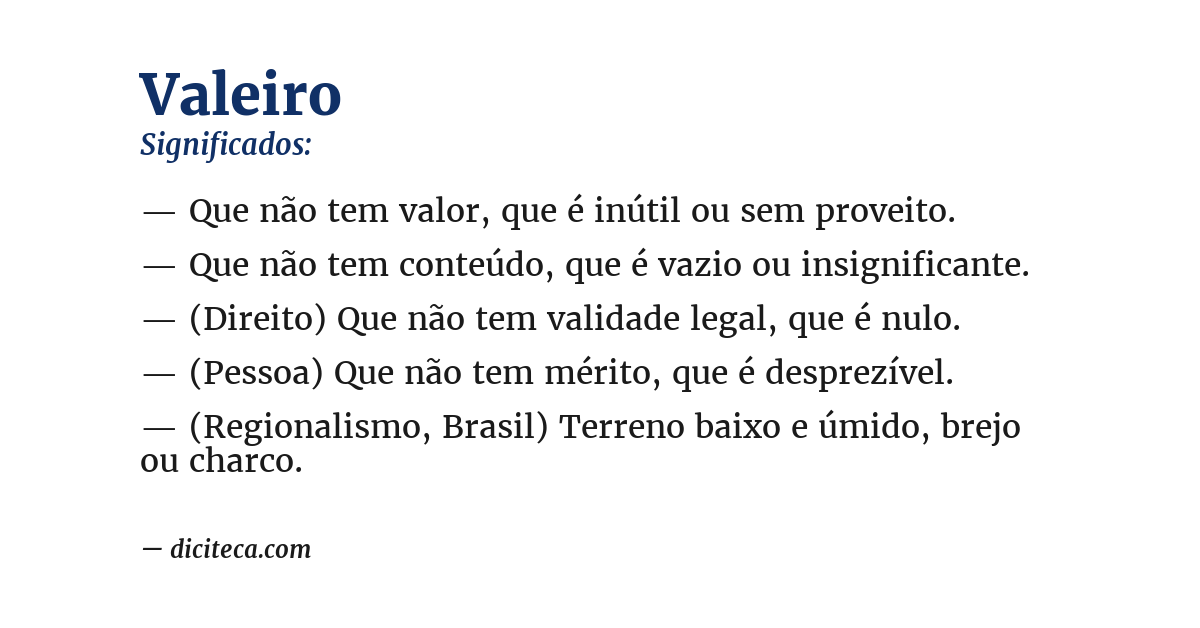 Significado de valeiro