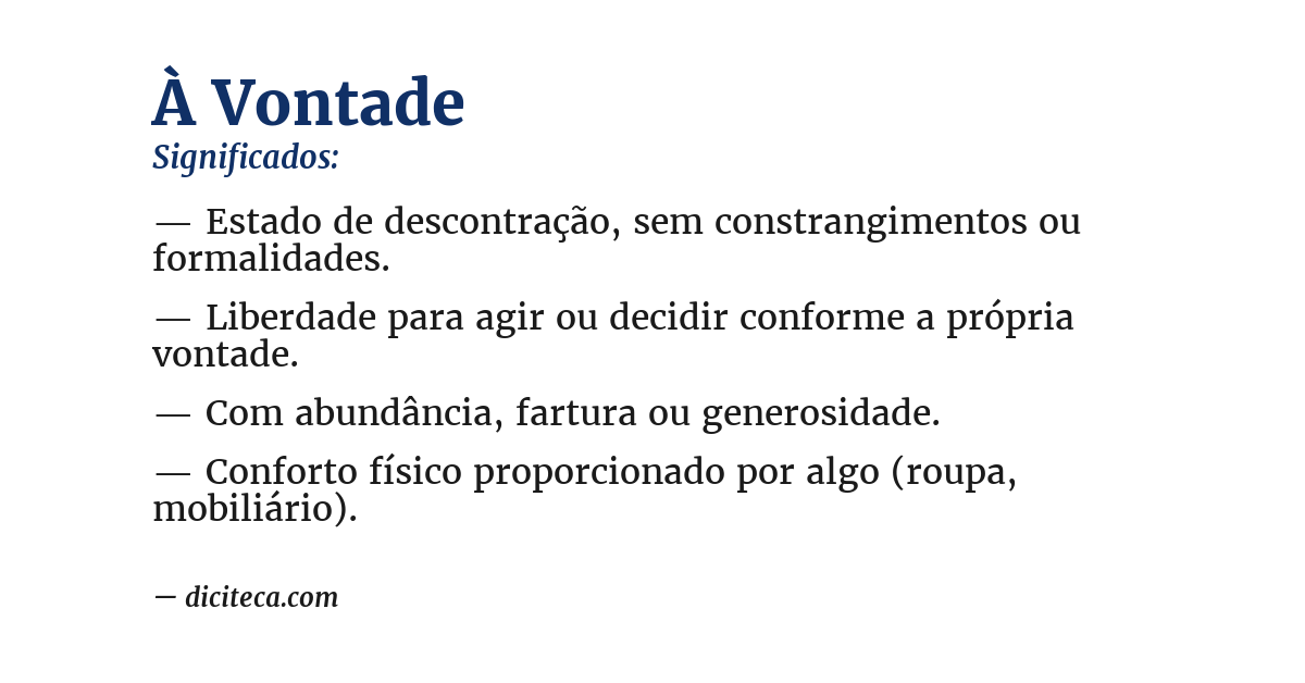 Significado de à vontade