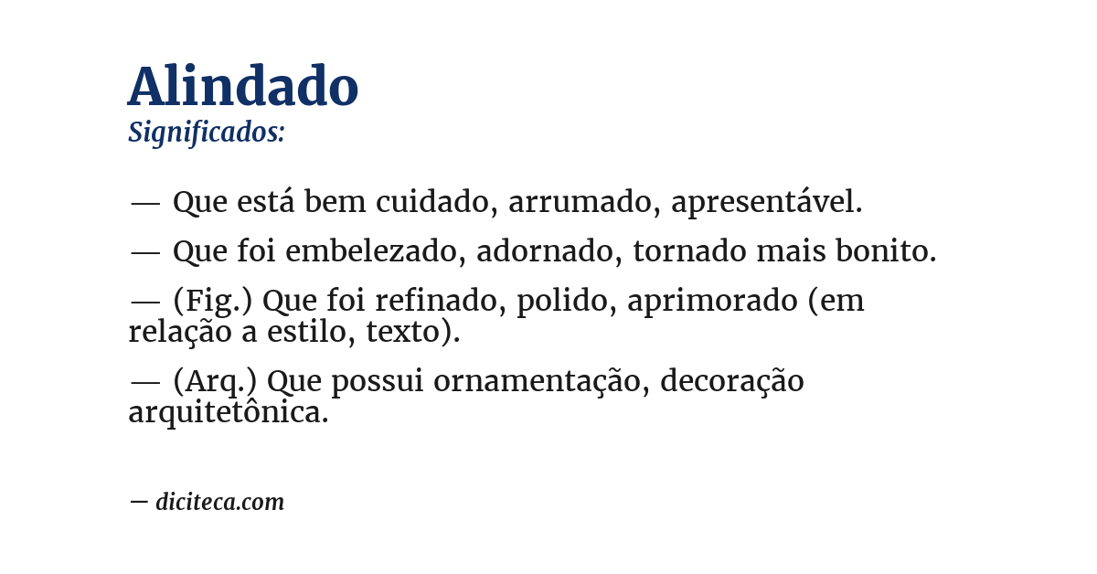 Significado de alindado