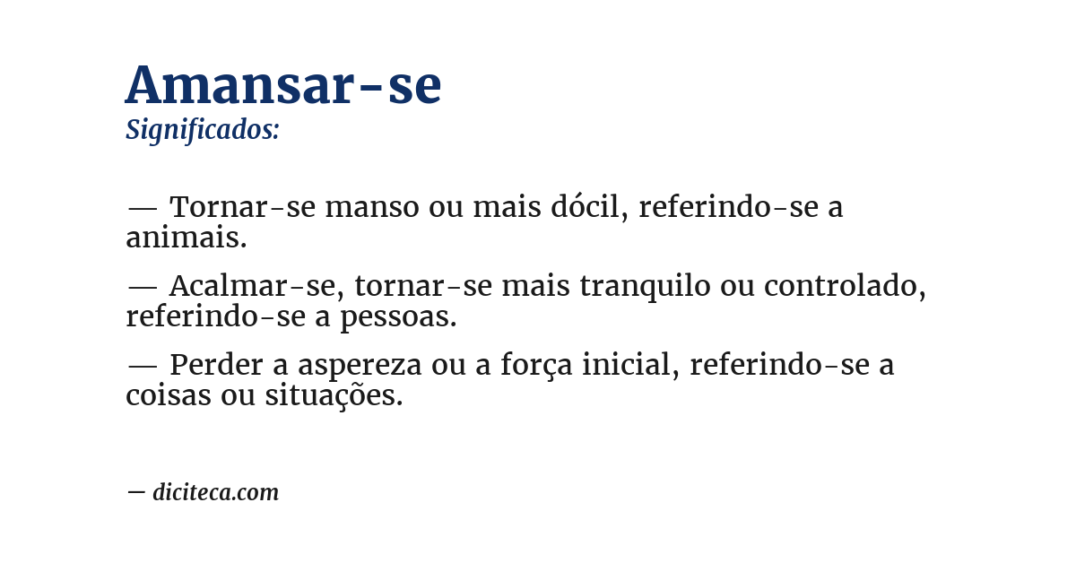 Significado de amansar-se