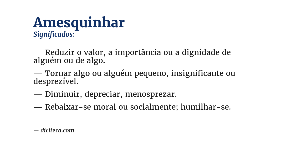 Significado de amesquinhar