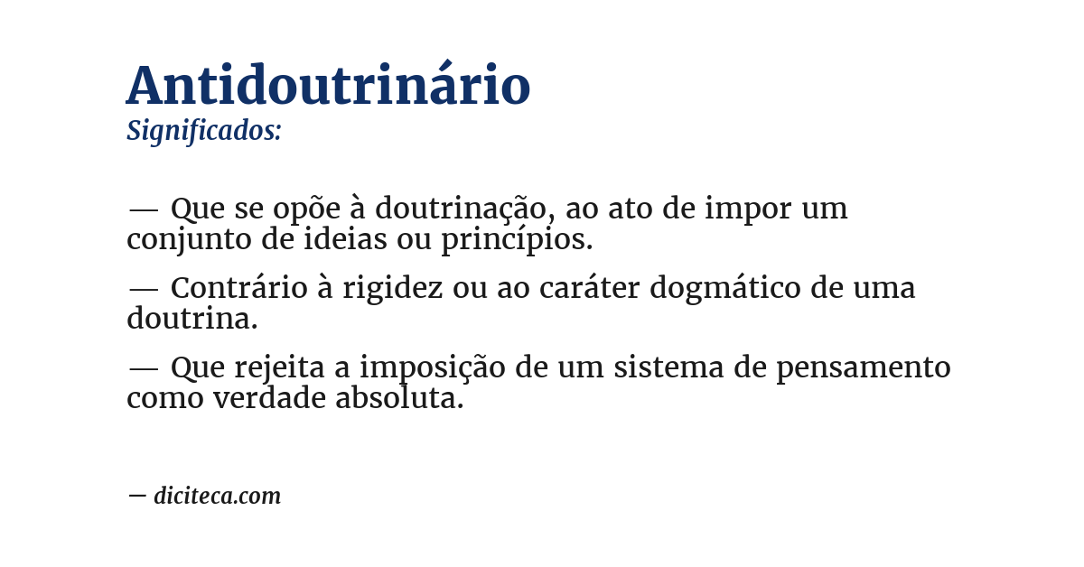 Significado de antidoutrinário