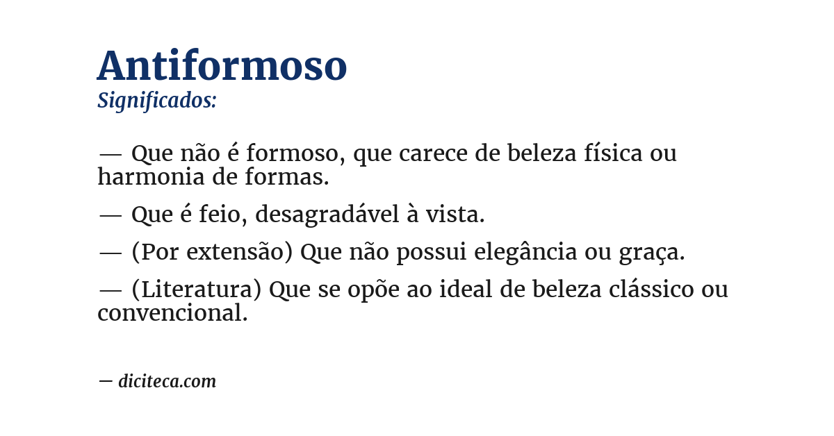 Significado de antiformoso