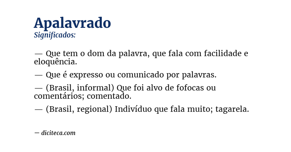 Significado de apalavrado