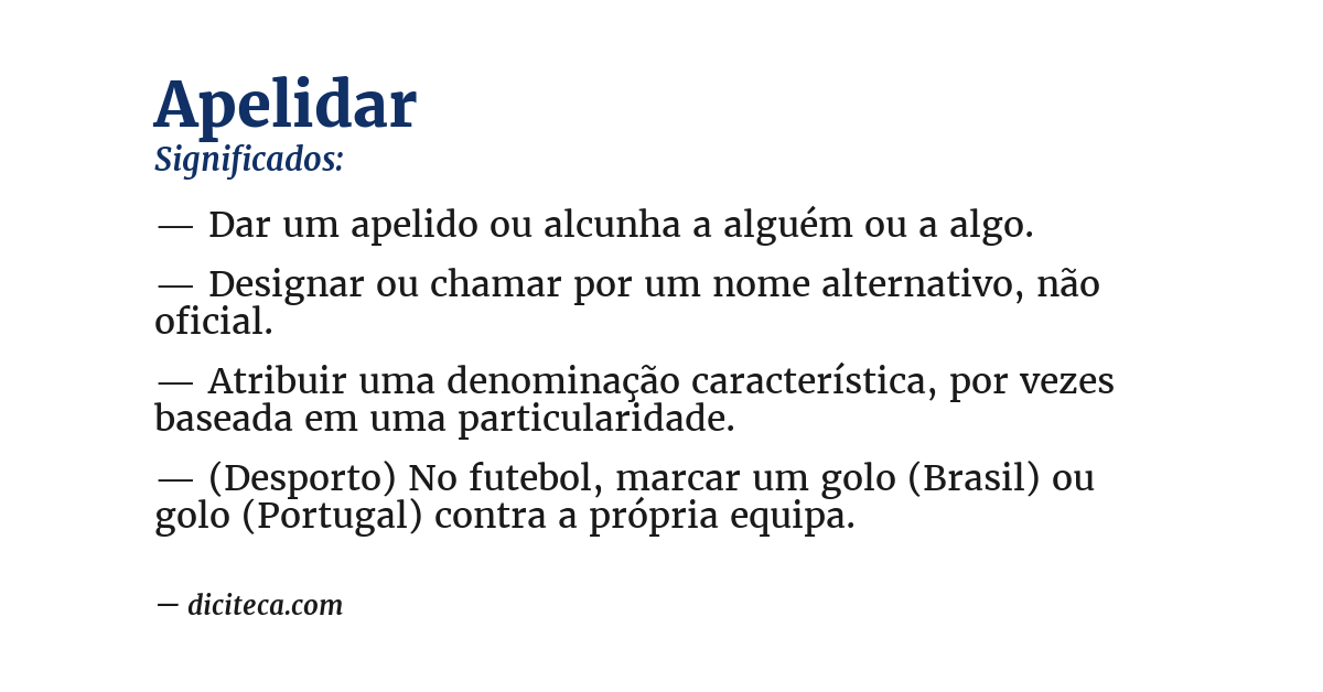 Significado de apelidar