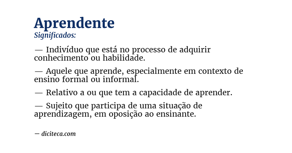 Significado de aprendente
