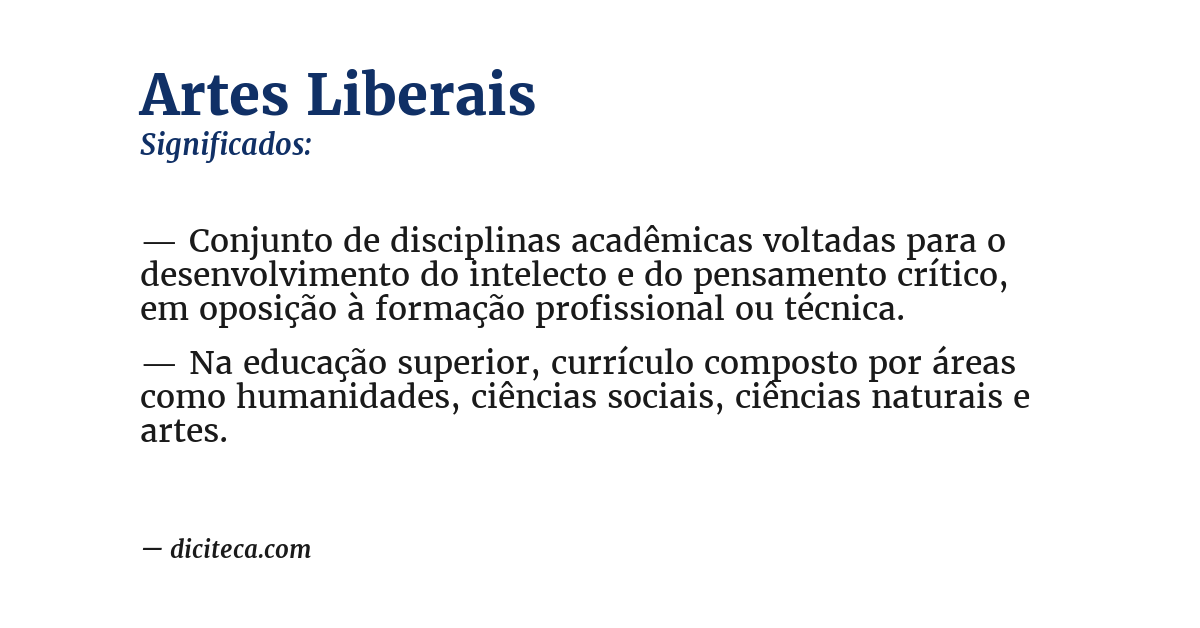 Significado de artes liberais