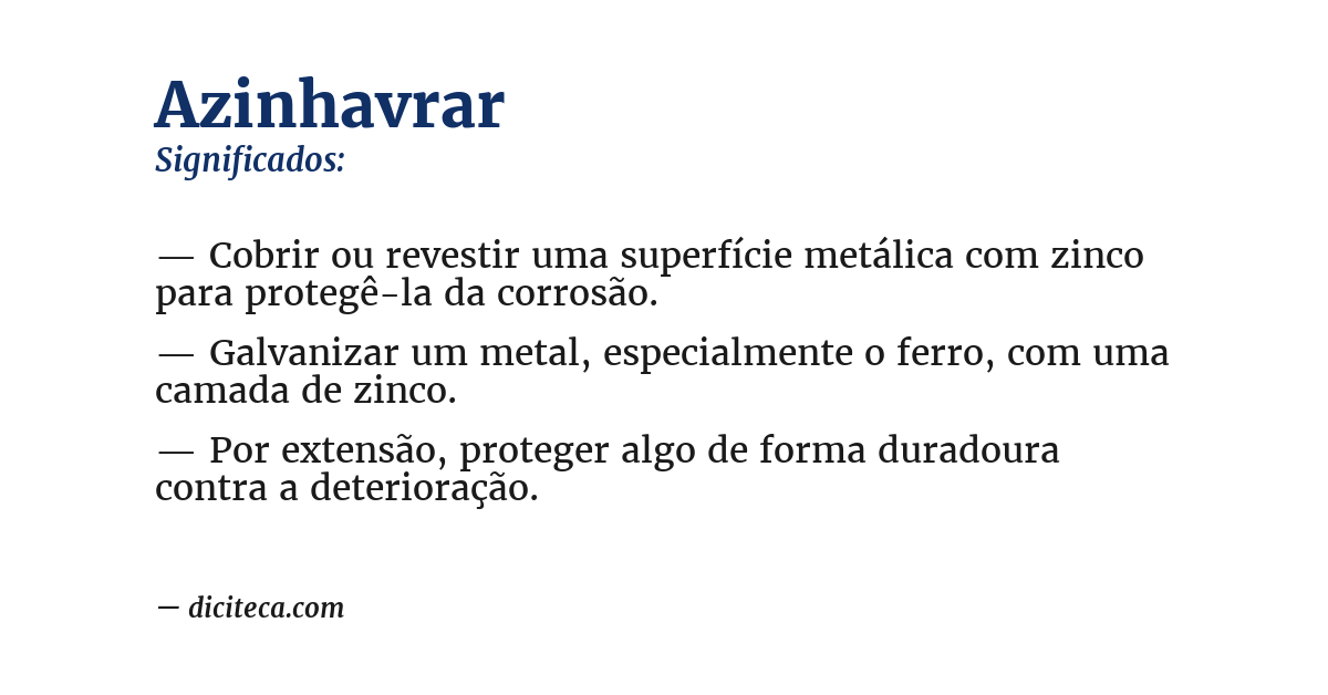 Significado de azinhavrar