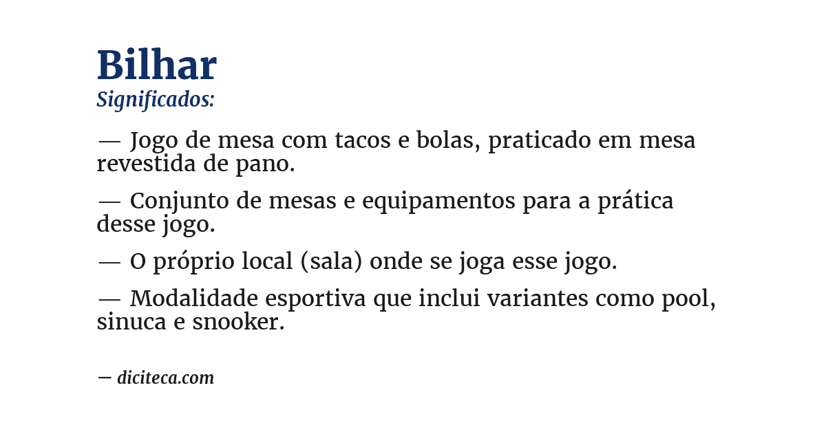 Significado de bilhar