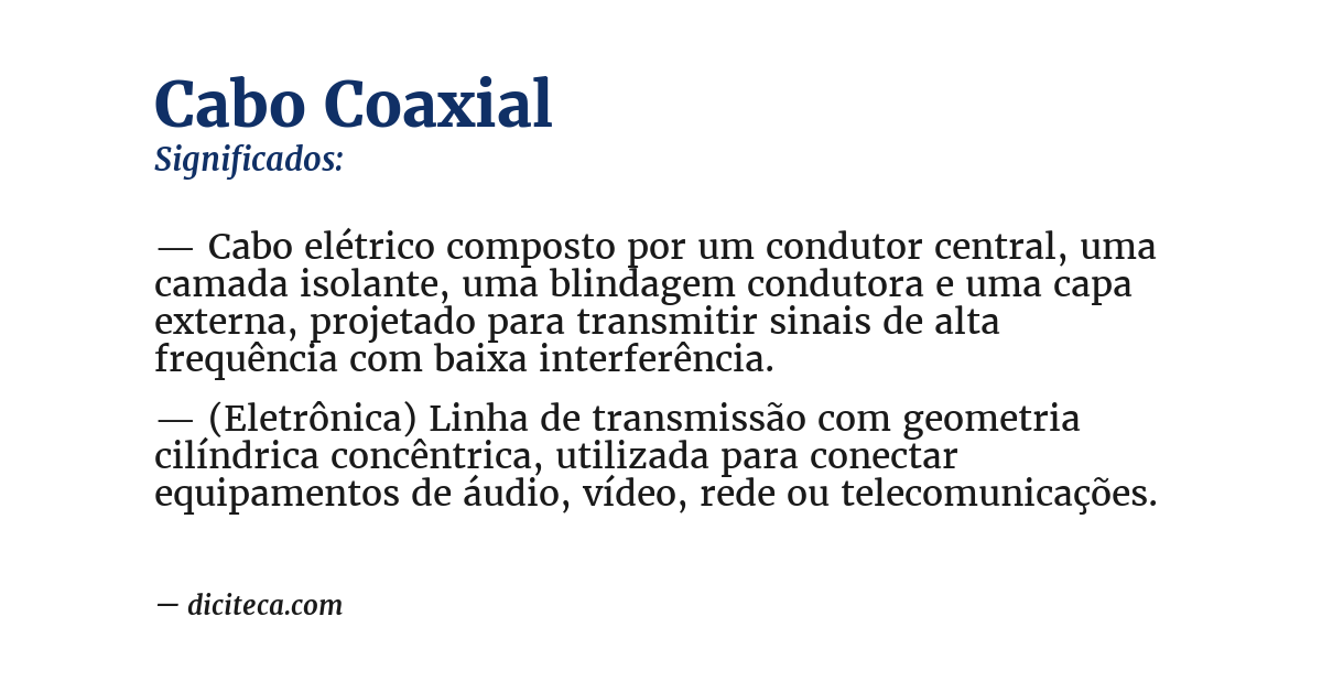 Significado de cabo coaxial