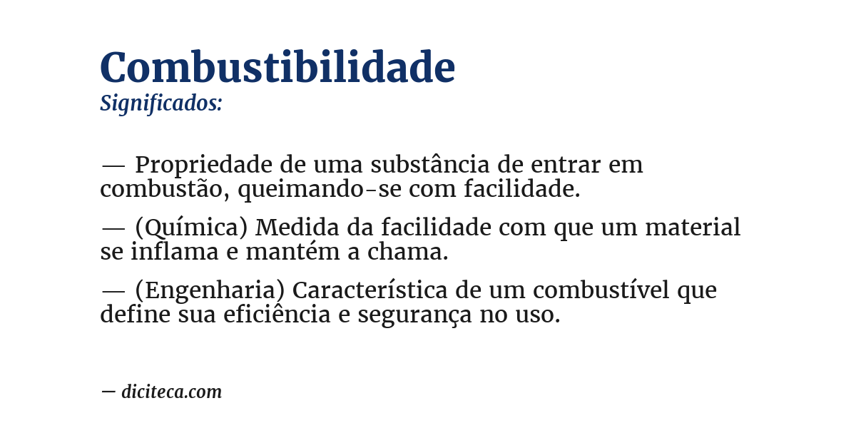 Significado de combustibilidade
