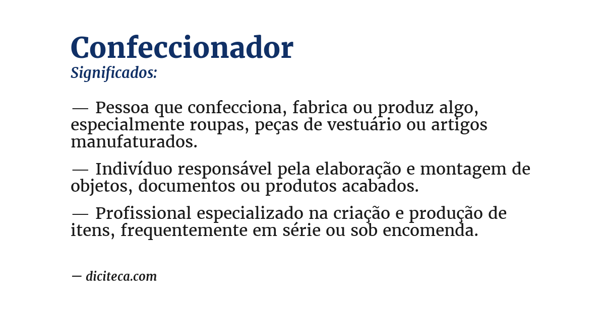 Significado de confeccionador
