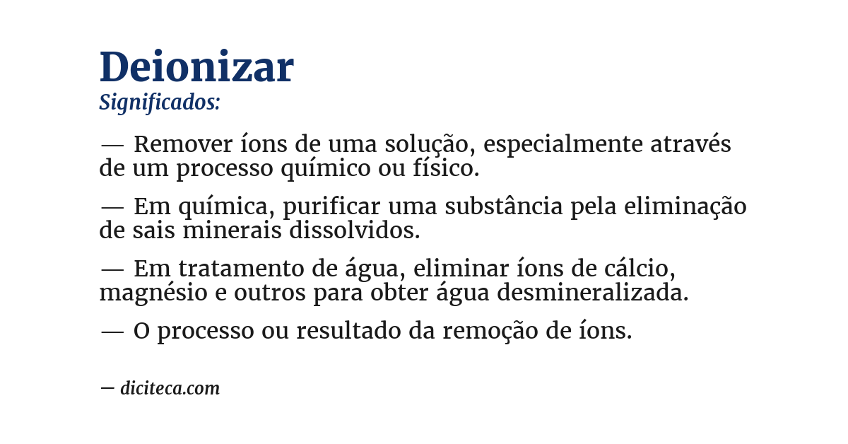 Significado de deionizar