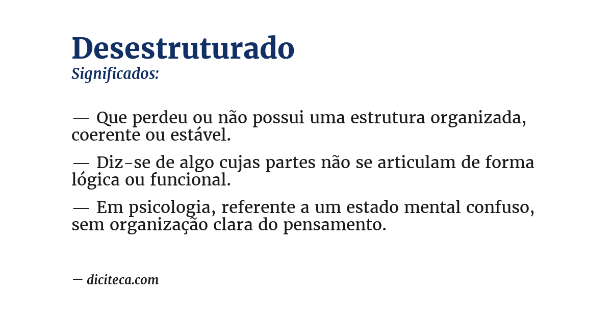 Significado de desestruturado