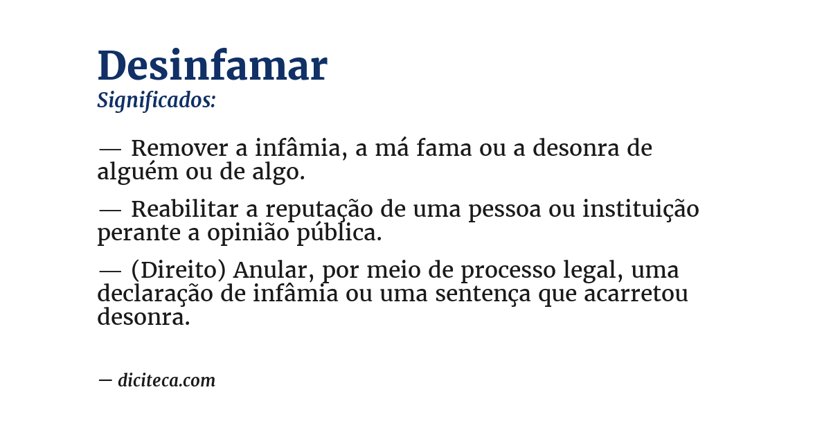 Significado de desinfamar