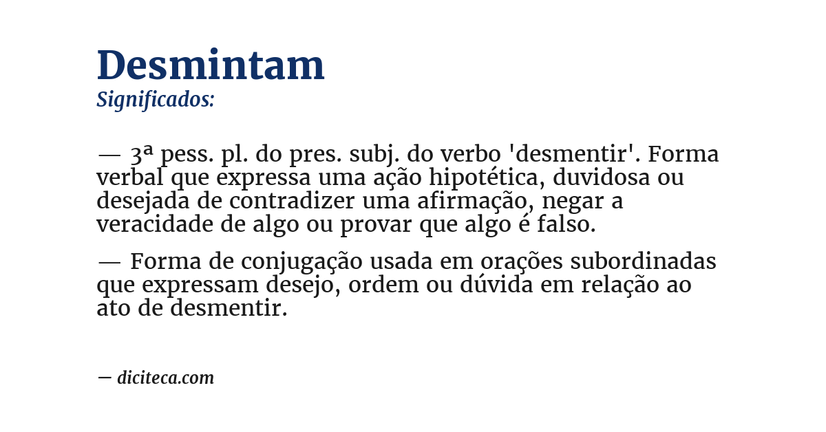 Significado de desmintam