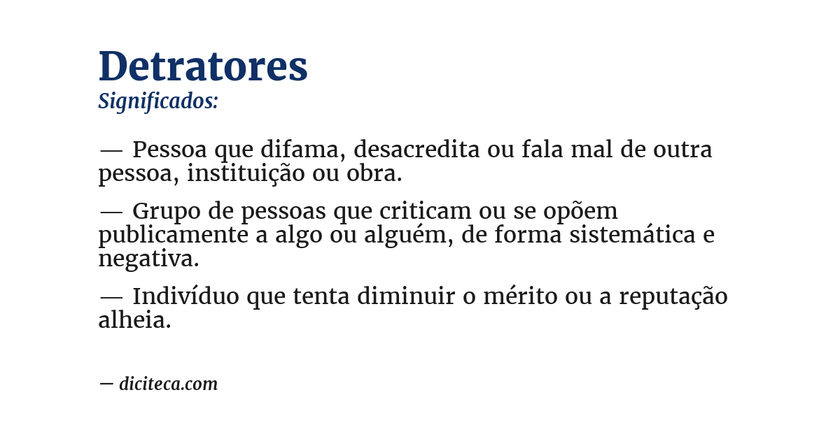 Significado de detratores