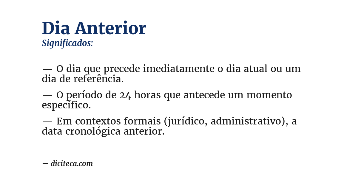 Significado de dia anterior