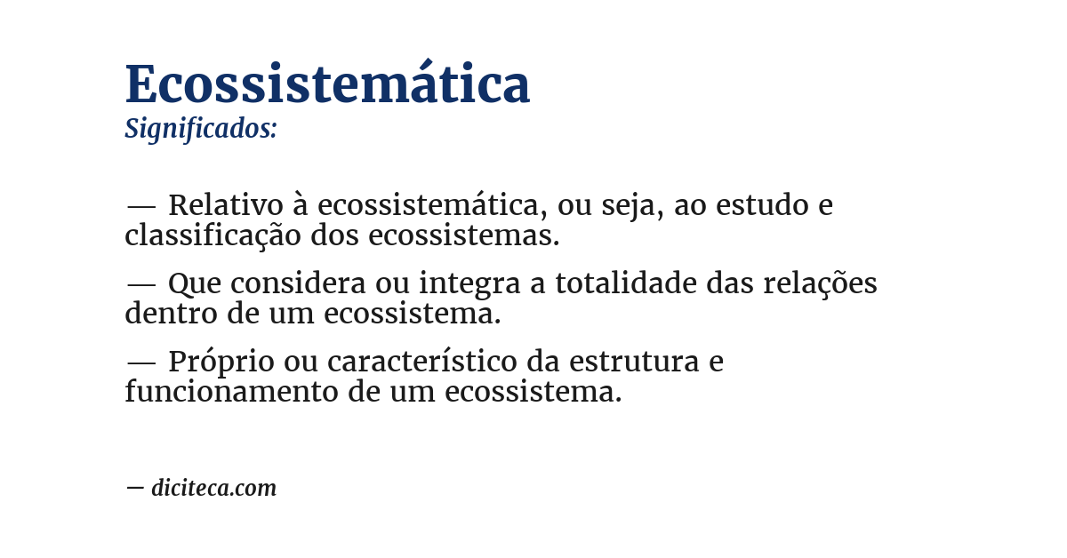 Significado de ecossistemática