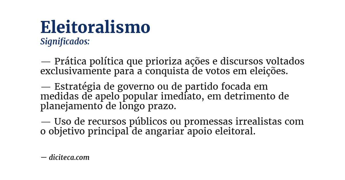 Significado de eleitoralismo