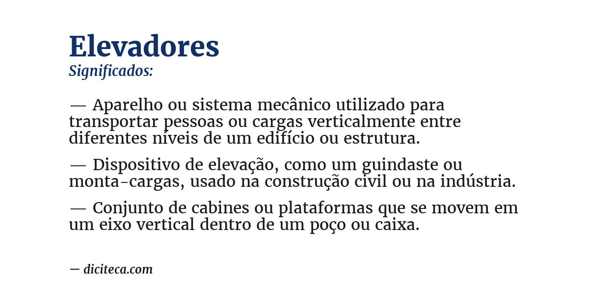 Significado de elevadores