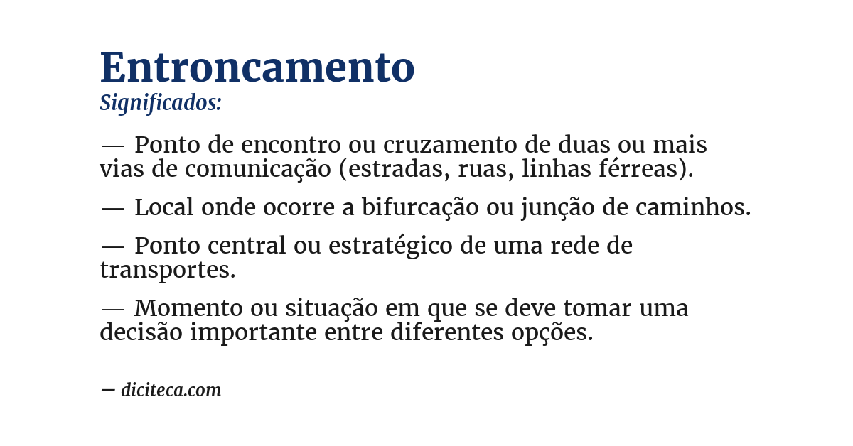 Significado de entroncamento