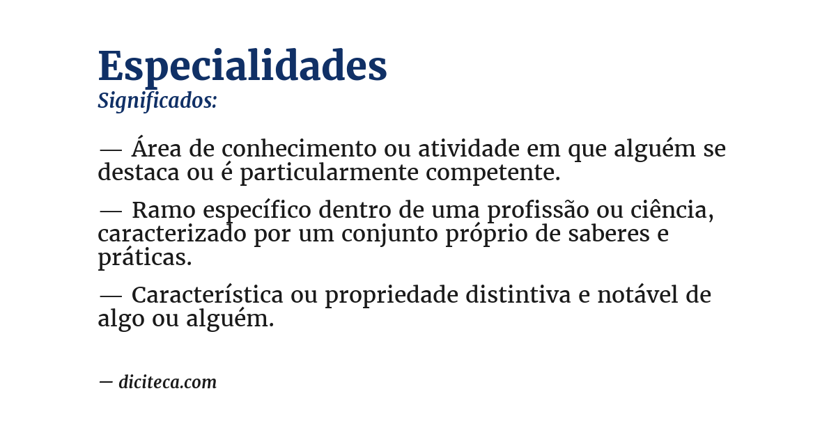 Significado de especialidades