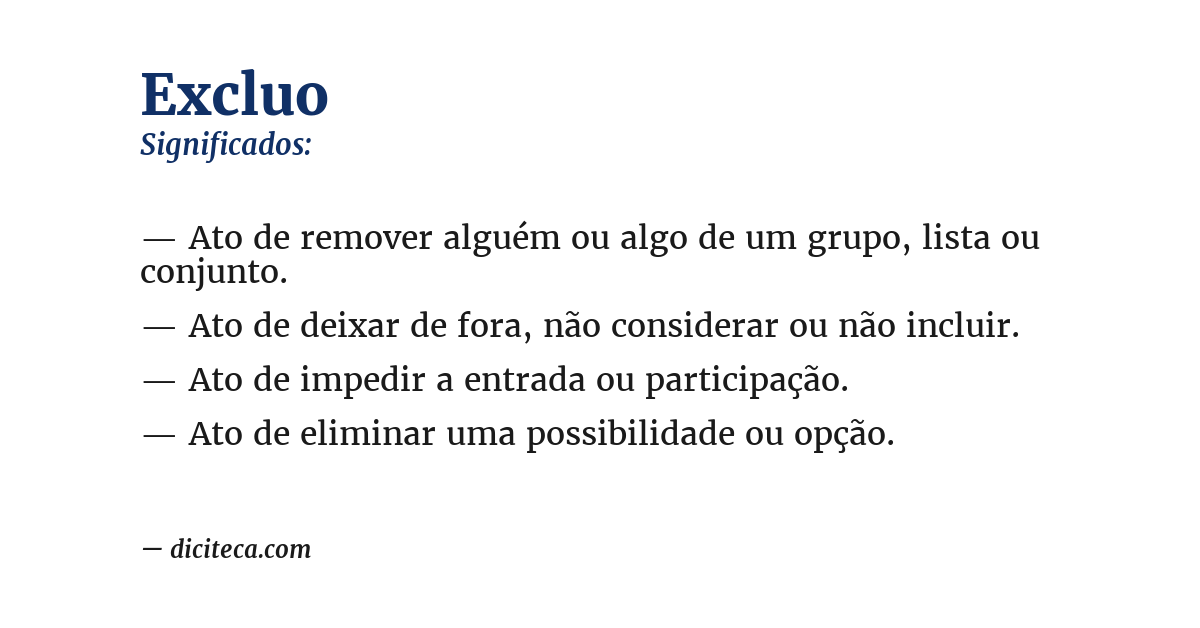 Significado de excluo
