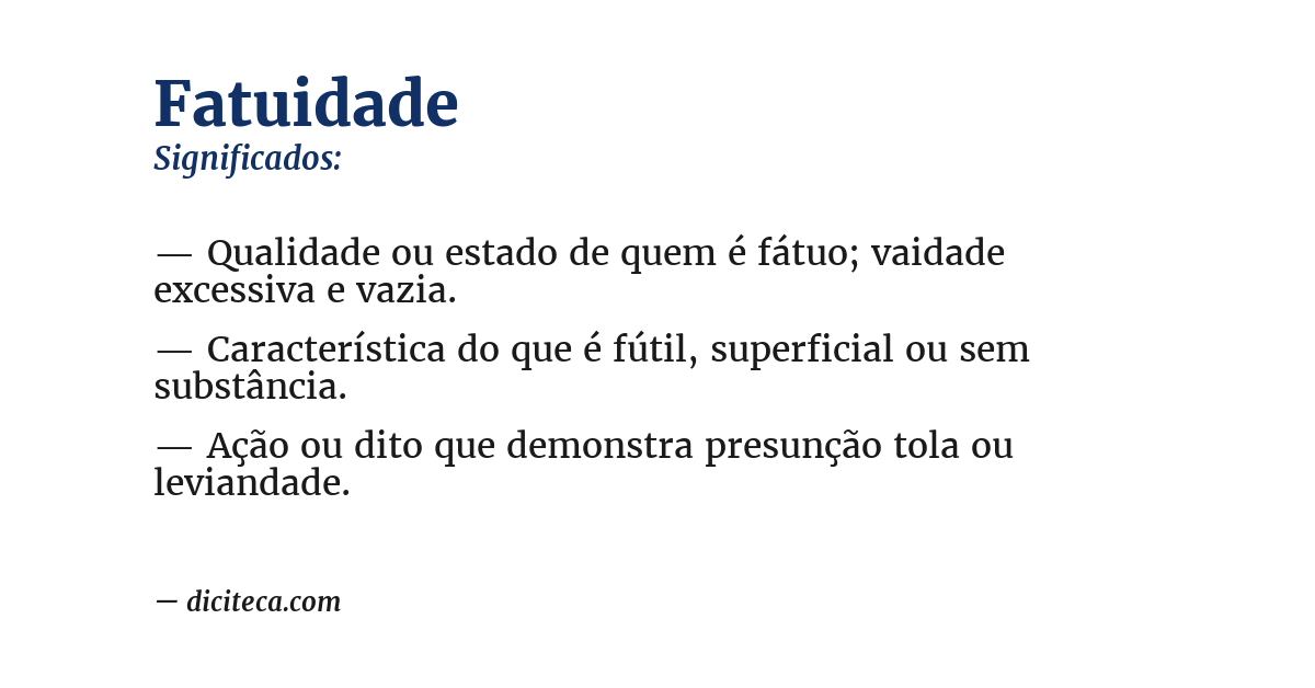 Significado de fatuidade
